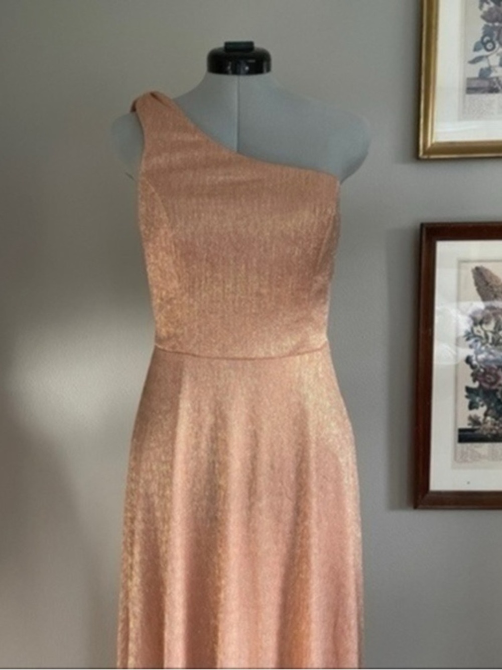 One-Shoulder Rose Gold Evening Dress
